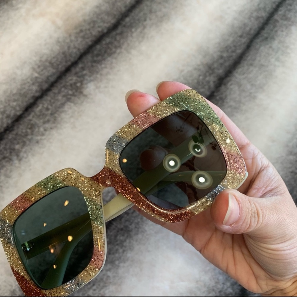 Gucci GG0328S 004 Rainbow Square Sunglasses - Picture 3 of 10
